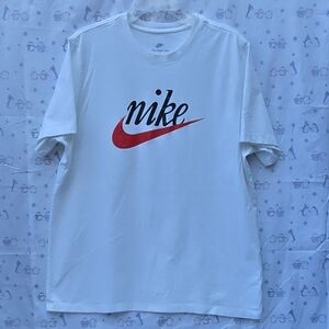 Nike Men's White Tee with Red Swoosh